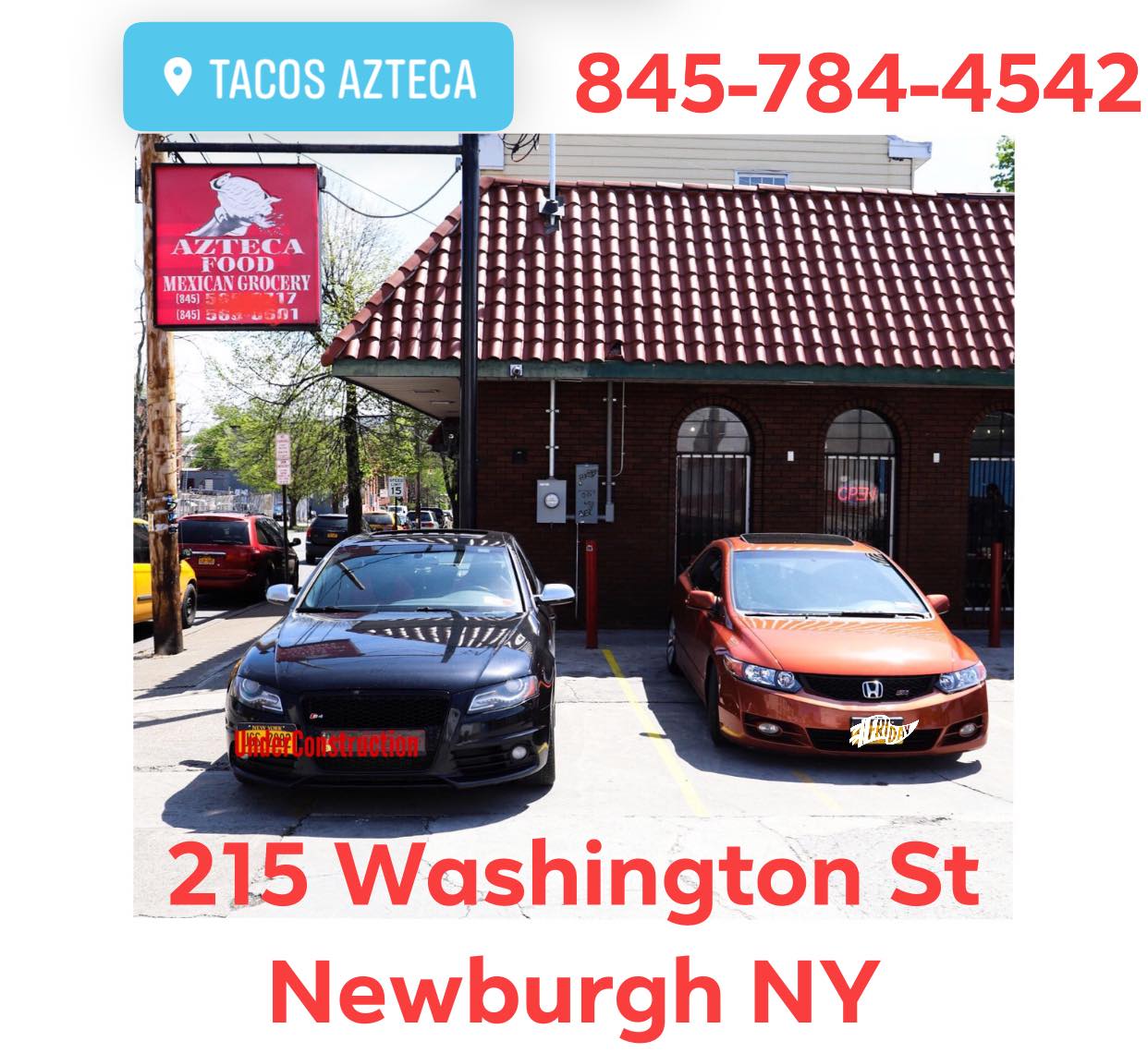 Tacos and salsas served at Tacos Azteca in Newburgh