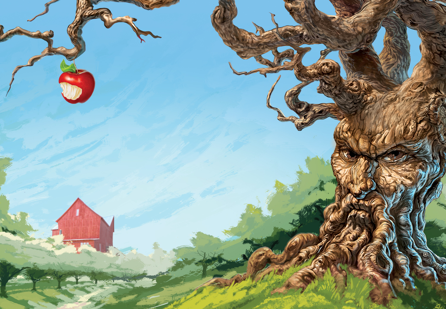 Orchard landscape image from Angry Orchard Cider House