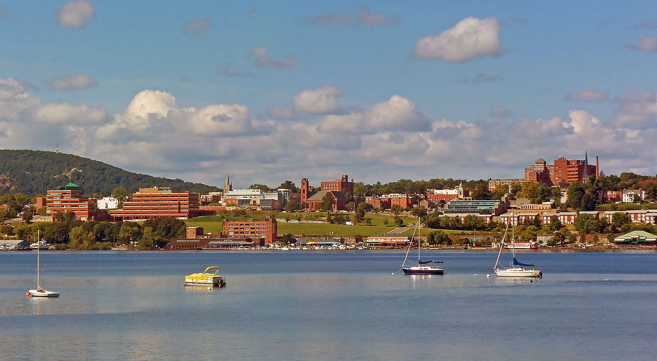 View of downtown Newburgh and the waterfront from across the Hudson River