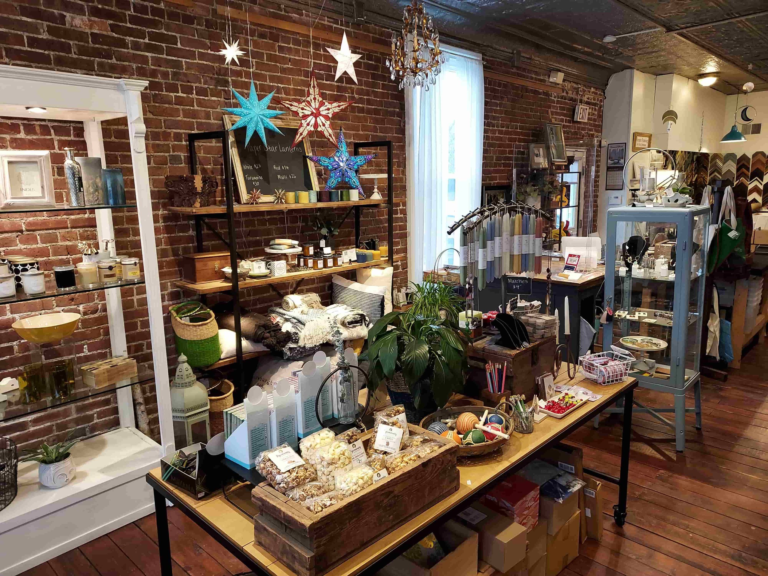 Interior merchandise display at Newburgh Mercantile