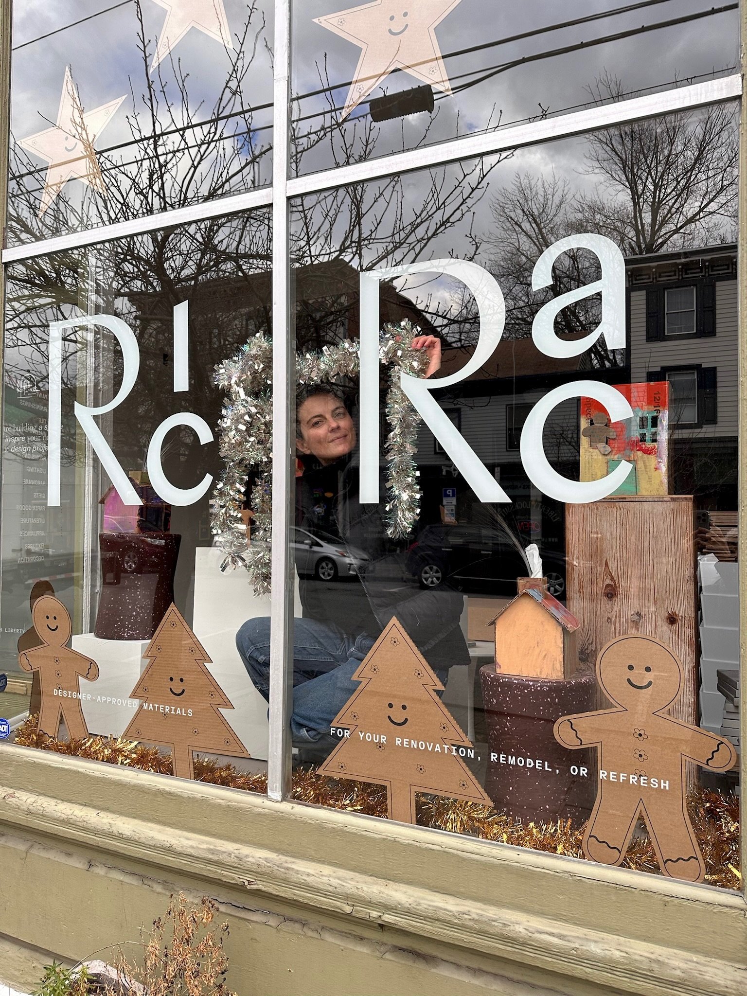 Downtown Newburgh storefronts during a winter district event